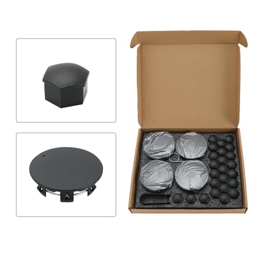 ROCCS Wheel Center Hub Caps, 4PCS with Lug Nut Covers for 2024 Cybertruck - color: Black(Fit for Tesla Cybertruck)