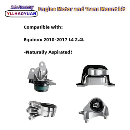 Yllhaoyuan Set of 4 Complete Engine & Transmission Mount Set - size: Equinox 2010-2017 2.4L