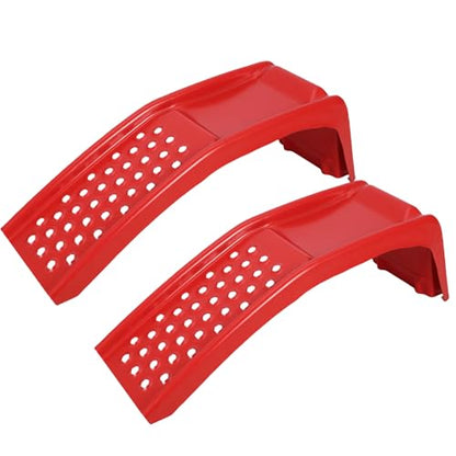 Car Ramp Set of 2, Support 8000lbs Gross Vehicle Weight, Heavy Duty Auto Truck Ramps, Solid Steel Vehicle Ramp Ideal for Oil Change and Car Repair, Ideal for Easy Home Garage Maintenance - color: Red