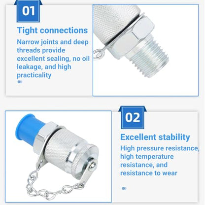 Hydraulic Test Coupling Adapter Kit High Pressure with Sealing Thread for Hose Fitting Oil Measuring Tool(NPT1/4) - size: NPT1/4