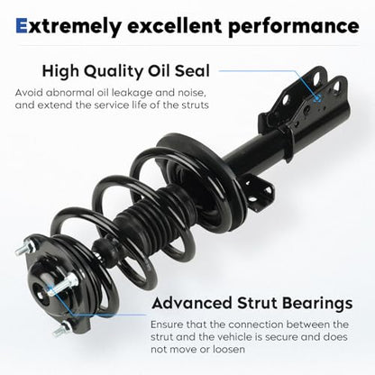 Front Struts w/Coil Spring Assembly Shock Absorber Fit for 07-12 GMC Acadia/08-12 Buick Enclave/07-10 Saturn Outlook/09-12 Chevy Traverse, All Models 3.6L V6 Gas Only, Replace for 172518