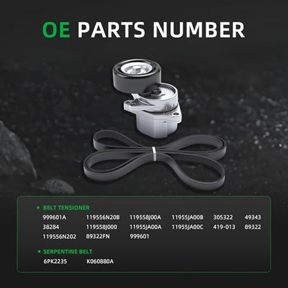 Belt Tensioner and Serpentine Belt Kit for Nissan Altima 2.5L L4 2007-2013 - size: for Altima 2007-2013