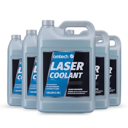 OMTech CO2 Laser Coolant Non Conductive Liquid Cooler Heat Transfer Fluid for Laser Engraver Water Chiller, Prediluted Antifreeze Coolant for Laser Tubes, 6×1 gal Transparent Water Cooling Solution - size: 6 Unit