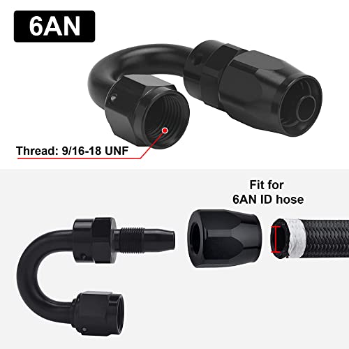 EVIL ENERGY 6AN 180 Degree Hose End Fitting for CPE Braided Fuel Hose - size: 6AN, style: 180 Degree