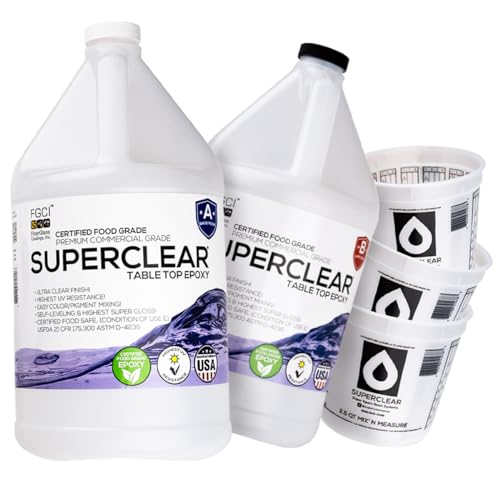 Superclear Table Top Epoxy Resin 2 Gallon Cup Kit, Crystal Clear 1:1 Coat - size: 2 gallons