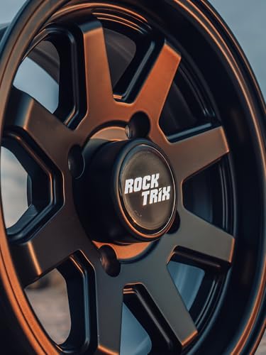 RockTrix RT116 12x7 ATV UTV Wheel 4x110 5+2 Offset, Matte Black, 1pc Single - size: 12x7 (5+2)