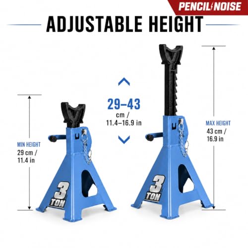 Car Jack Stands with Double Locking Pins and Large Foot Base, 3 Ton Capacity, Automotive Lifting Stand, Light Blue, 1 Pair - color: Light Blue