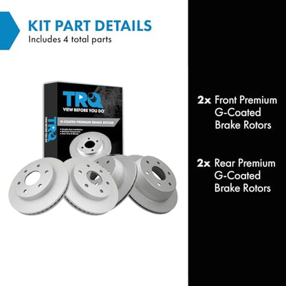 TRQ Front & Rear Brake Coated Rotor Kit 4 Piece Set - style: BKA14798