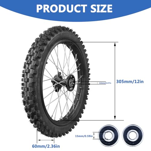 60/100-12 2.75-12 inch Mini Dirt Bike Front Wheel Assembly