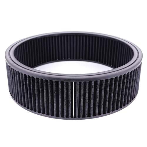 14"x4" Round Air Cleaner Filter Element High Flow (Black) - size: 14" x 4" Black