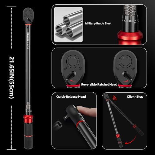 1/2-Inch Drive Click Torque Wrench-20-260 Ft-Lb for Motorcycle Car - style: 1/2"DR.20-260 FT-LB