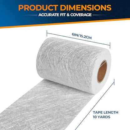 Fiberglass Chopped Strand Mat Roll, 1.5 oz, 6 in x 10 Yards, Fiberglass Mat for Boat Repair, Auto Body Repair, Compatible with Polyester & Vinyl Ester Resin - size: 6" x10Yards