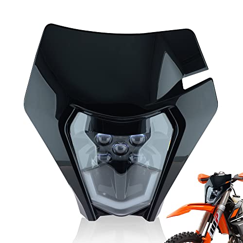 Dirt Bike Led Headlight Motorcycle 2020-2022 Enduro Headlight Kit for EXC EXCF SX SXF XC XCF XCW XCFW (Black-Dual 5) - color: Black-Dual 5