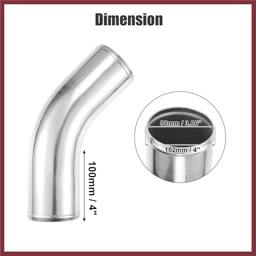 102mm 4" OD 4" 100mm Leg Length Universal Car Aluminum Alloy Tube Intercooler Pipe 45 Degree Bend Elbow Air Intake Joiners Tubing - Pack of 1 Replace Parts