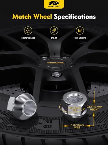 MIKKUPPA 3/8"-24 ATV Lug Nuts, Chrome Open End Conical Bulge Seat Tire Nuts - color: Chrome, size: 3/8-24 -16 PCS