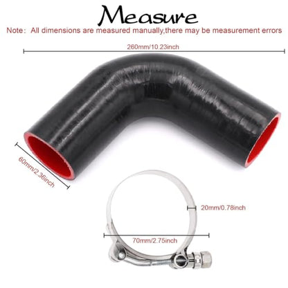90 Degree Elbow 2 inch Silicone Radiator Coupler Hose 4-Ply - size: ID 2"