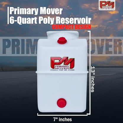 6 Quart Poly Hydraulic Replacement Reservoir – Poly Tank and Hydraulic Oil Tank for Power Units, Dump Trucks, Trailers, RVs and Boats