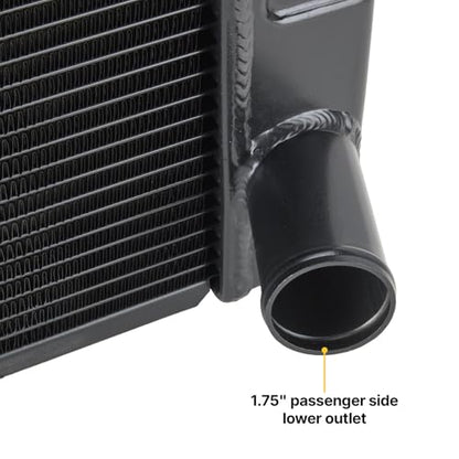 Speedway Motors Universal Aluminum Radiator, 28 Inch, Black, High-Performance Cooling with Dual 1” Rows, Single Pass Style, CNC Billet Filler Neck, Compatible with Chevy SBC/BBC - size: 28 Inch