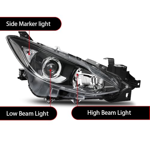 G-PLUS Projector Headlights Assembly Compatible with Mazda 3 2014-2016 - size: Fit Mazda 3 2014-2016(Clear)