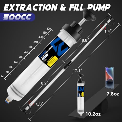 ExtreSpo 500CC Fluid Extractor, Oil Change Syringe with 2 Transparent Hose