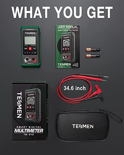 TM-510 Digital Multimeter, 4000 Counts, Smart Measurement, Auto-Ranging Voltmeter; Voltage Tester with Non-Contact Voltage Function, Measures AC/DC Voltage, Resistance, Continuity – Green - size: TM-510 Auto Multimeter