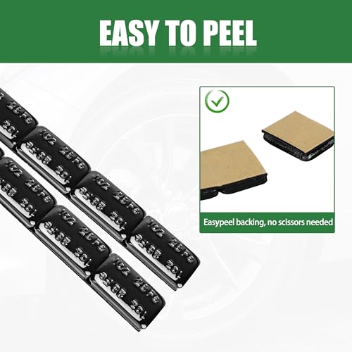 1oz Adhesive Wheel Weights, 1 oz Black Stick on Wheel Weights,A Box of 18 Strip, 4 Segments one piece (72 Oz Pack) - color: Black, size: 1oz-72PCS