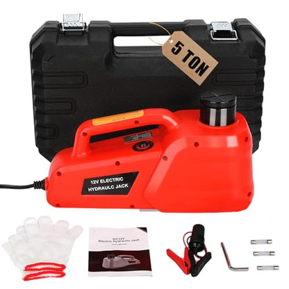 Trihelper Electric Car Jack 5 Ton 12V Hydraulic Floor Jack, 9 lbs - color: Red Jack Only