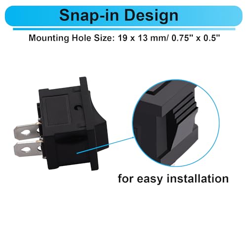 TWTADE 8Pcs 12V Rocker Switch On/Off 2 Pin 2 Position SPST Car Auto Boat Rocker Toggle Switch AC 6A/250V 10A/125V KCD1-1-101 - color: Black-ON/Off - KCD1, size: Narrow Rectangle