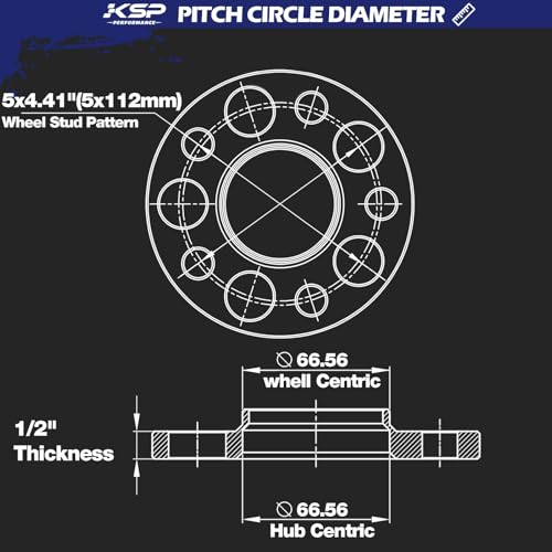 KSP 5x112 Wheel Spacers for Mercedes-Benz W204 W208, 12mm Hubcentric Spacer - size: 1/2"-66.56mm Hub Bore