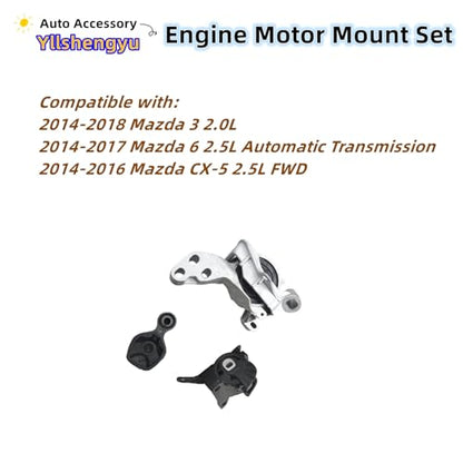 Engine Motor Mount Kit for Mazda 3/Mazda 6 2014-2018 2.0L - size: Mazda 6 2014-2017 2.5L