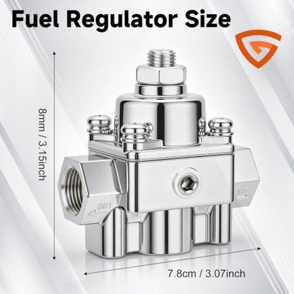 GEARLAST 12-803 Adjustable Fuel Pressure Regulator with Gauge - size: 12-803
