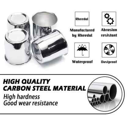 4Pcs 3.27" OD 3.54" H Push Through Trailer Wheel Center Cap for Rim - color: Chrome, size: 3.27" Hub 3.46" H