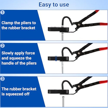 Wayona 17PCS Heavy Duty Exhaust Hangers Kit with Removal Tool, Universal 3/8" Rubber Muffler Hanger Replacement Includes 10" Straight & 7.6" 90° Bent Rod, 2 & 4 Hole Insulated Mounts for Car Truck SUV - size: 17PCS with Removal Tool