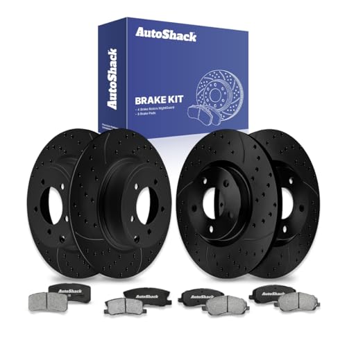 AutoShack Front & Rear E-Coated Rotors & Ceramic Pads for Jeep Patriot 2017 - style: NightGuard & Pad