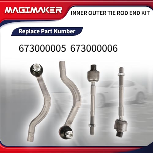 Inner Outer Tie Rod End Kit Compatible with Maserati Ghibli Base S SQ4 Q4, Quattroporte S SQ4 GTS 2014 2015 2016 Left & Right 4PCS Replace 673000005 673000006