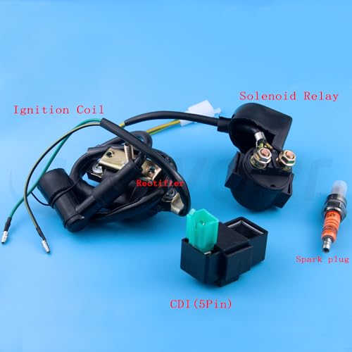Complete Electrics Stator Coil CDI Wiring Harness Spark Plug Kits Aftermarket Replacement Parts Fit for 50cc 70cc 110cc 125cc ATV Go Kart Quad 4 Wheeler Dirt Pit Bikes.