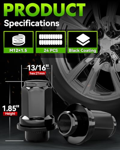 24PCS M12x1.5 Lug Nuts Mag Seat for Toyota Tacoma 4Runner
