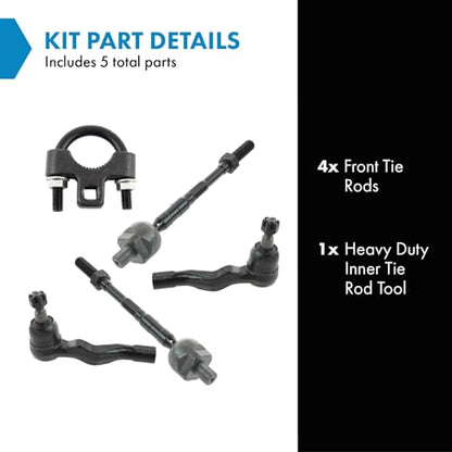 TRQ Front Inner and Outer Tie Rod Set 4 Piece - style: PSA71331