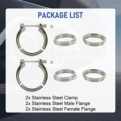 2" V Band Clamp with Flange 2PC Stainless Steel For Turbo Exhaust Downpipes