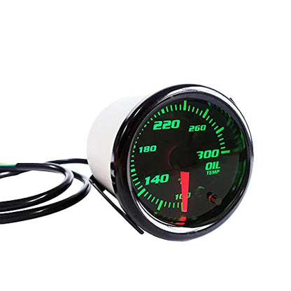 2" Oil Temp Gauge 7 Color Tinted 52mm Temperature Meter 100-300℉ Fahrenheit Includes Electronic Thread 1/8 NPT Sensor