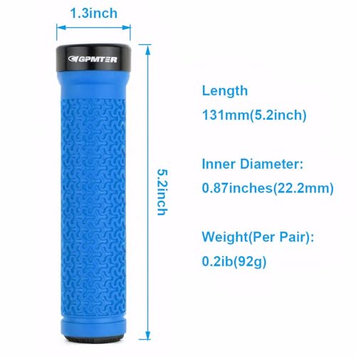 GPMTER Bike Handlebar Grips, Single Lock on Bicycle Handle Bar, for BMX, Mountain, MTB, Beach Cruiser, Scooter, Folding Bike, Soft Non-Slip-Rubber Hand Grip Comfortable Ergonomic - color: Blue