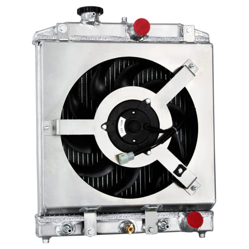 2 Row Aluminum Radiator Shroud Fan Relay Compatible with 1992-2000 Honda Civic D15 D16 EK EG Del Sol Integra Radiators - size: 2 Row Radiator/w Cap+Shroud Fan+Relay Kit(AT)