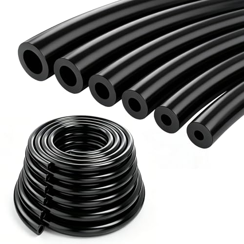 Tnisesm 6.6 FT Vacuum Hose Automotive 1/8" 5/32" 3/16" 1/4" 5/16" 3/8" ID 6 Values 130PSI High Performance Silicone Vacuum Hose line Kit - color: Black, size: 6PCS-6.6FT