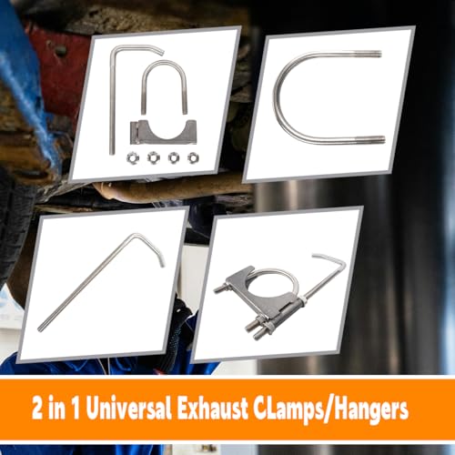 Stainless Steel 4 Inch Exhaust Clamps with Hanger Rod - size: 4 Inch