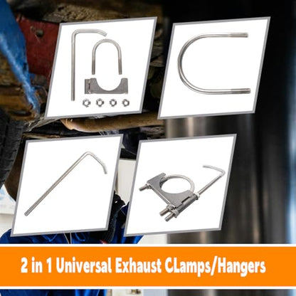 Stainless Steel 4 Inch Exhaust Clamps with Hanger Rod - size: 4 Inch