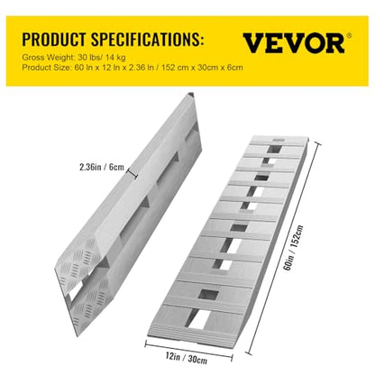 VEVOR Aluminum Ramps, 60" L x 12" W, 2Pcs - size: 6000lbs