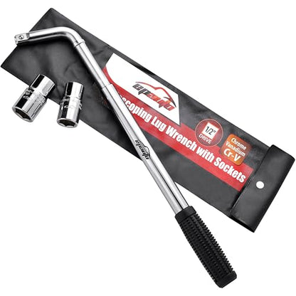 EPAuto Telescoping Lug Wrench, Wheel Wrench, CR-V Sockets (17/19, 21/22mm)