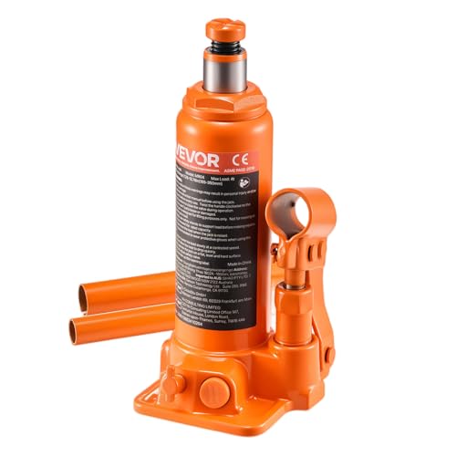VEVOR Hydraulic Bottle Jack, 4 Ton (8818.4 lbs) Capacity, 7.3-13.8 Inch Lifting Range, Heavy Duty Welded Bottle Jack for Car, SUV, Pickup, Auto Repair, House Lift and Agricultural Equipment, Orange - size: 4T