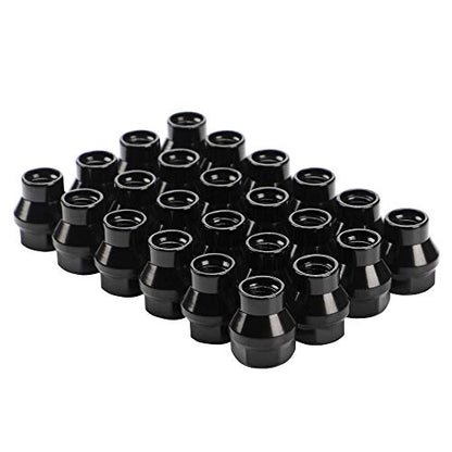 12x1.5 Extended (ET) Lug Nuts, Black, 24PCS - color: Black, size: 1.1inch