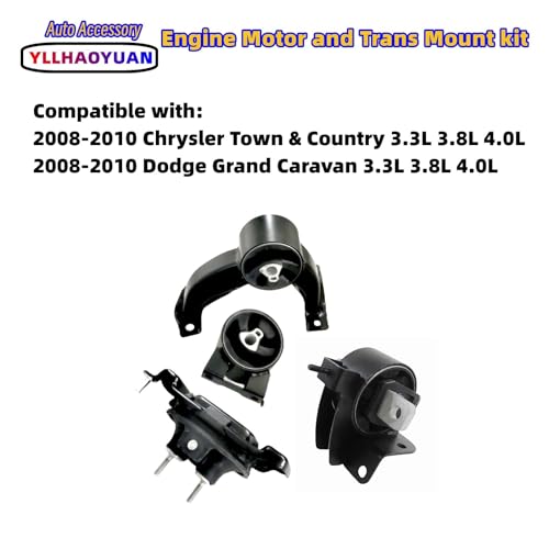 Yllhaoyuan Complete Set of 4 Motor Mounts for 2008-2010 Chrysler Town - size: 2008-2010 Chrysler Town & Country